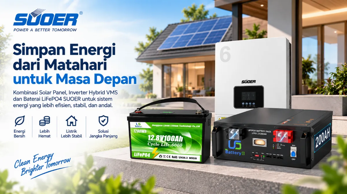 SOLUSI SOLAR ENERGY SUOER: INTEGRASI SOLAR PANEL, HYBRID INVERTER & BATERAI LiFePO4