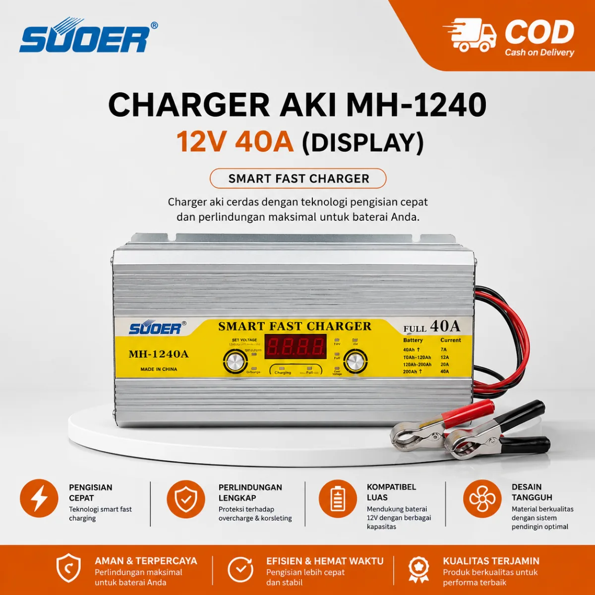 SUOER CHARGER AKI MH-1240 12V 40A (DISPLAY)