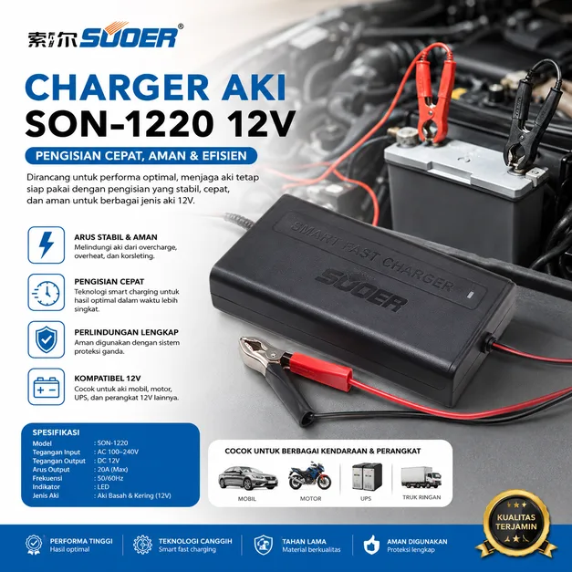 SUOER CHARGER AKI SON-1220 12V