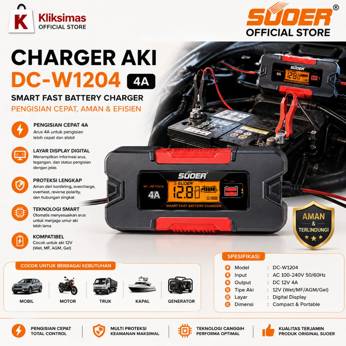 SUOER CHARGER AKI DC-W1204 4A (DISPLAY)