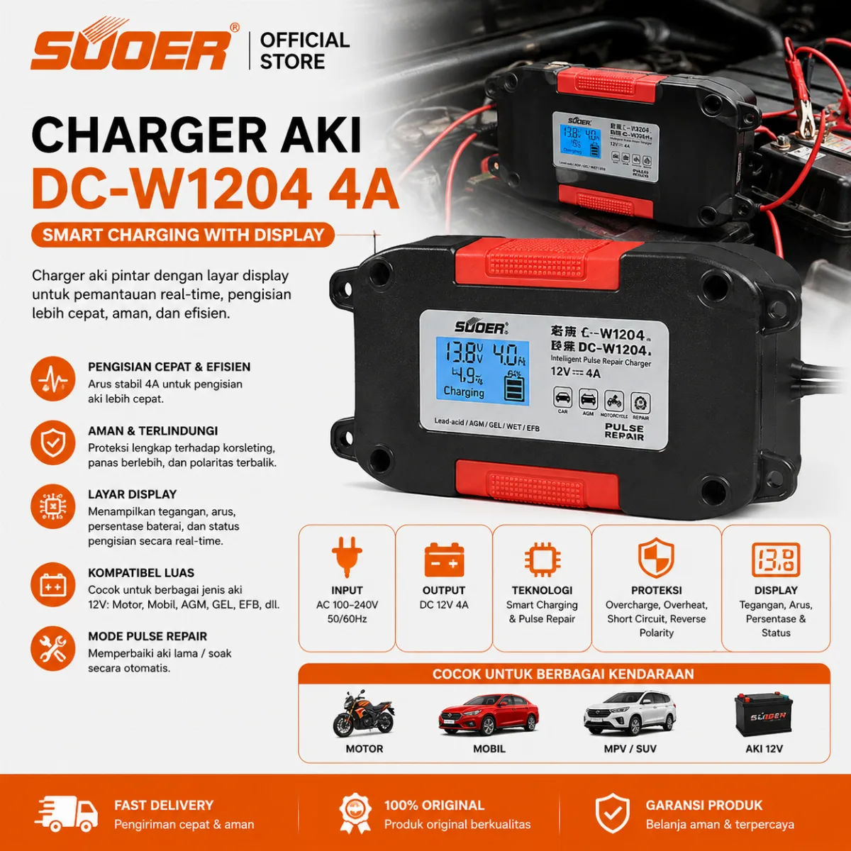 SUOER CHARGER AKI DC-W1204 4A (DISPLAY)