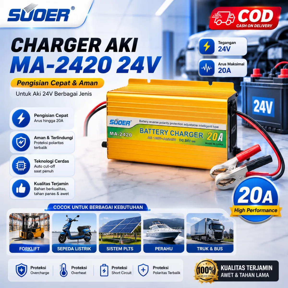SUOER CHARGER AKI MA-2420 24V 20A