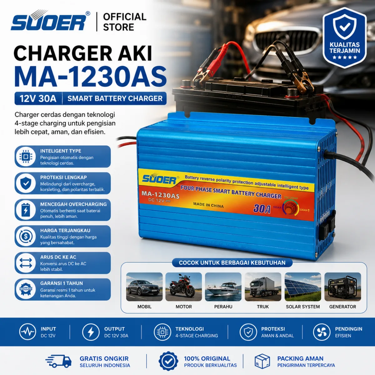 SUOER CHARGER AKI MA-1230 12V 30A