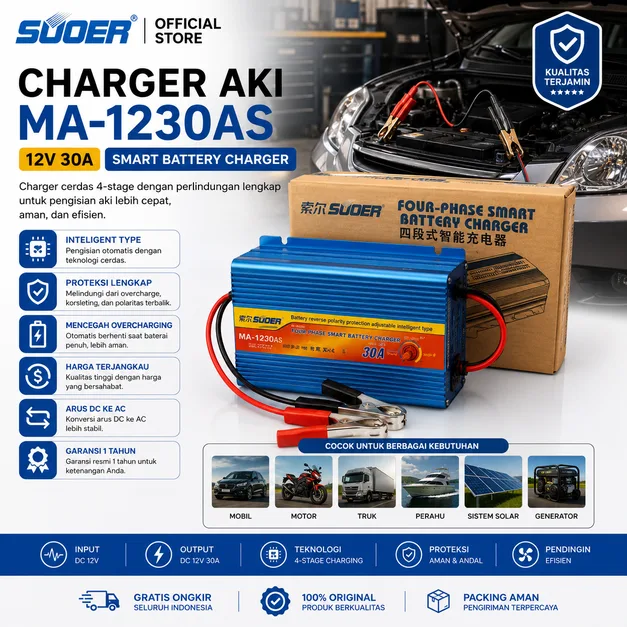 SUOER CHARGER AKI MA-1230 12V 30A