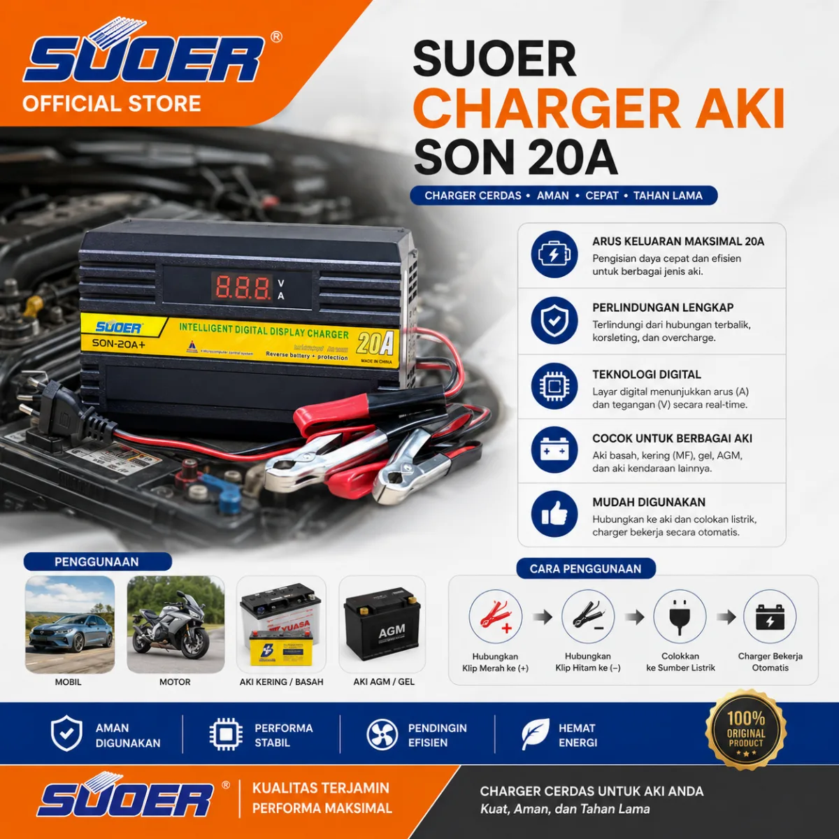 SUOER CHARGER AKI SON 20A