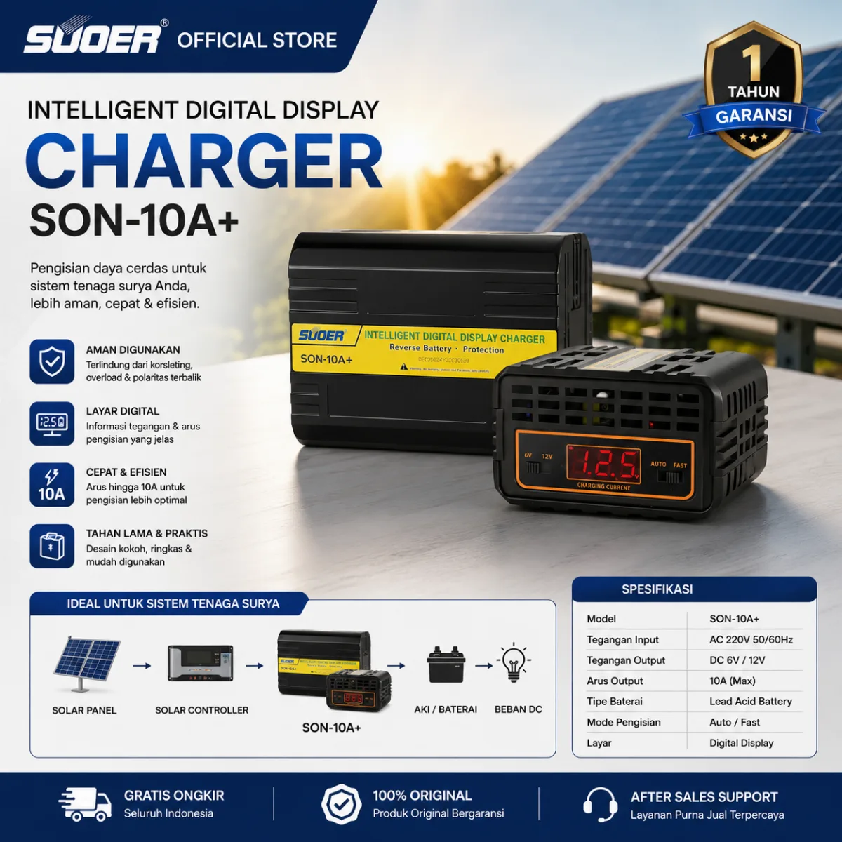 SUOER CHARGER AKI 12V SON-10A (BODY PLASTIK)