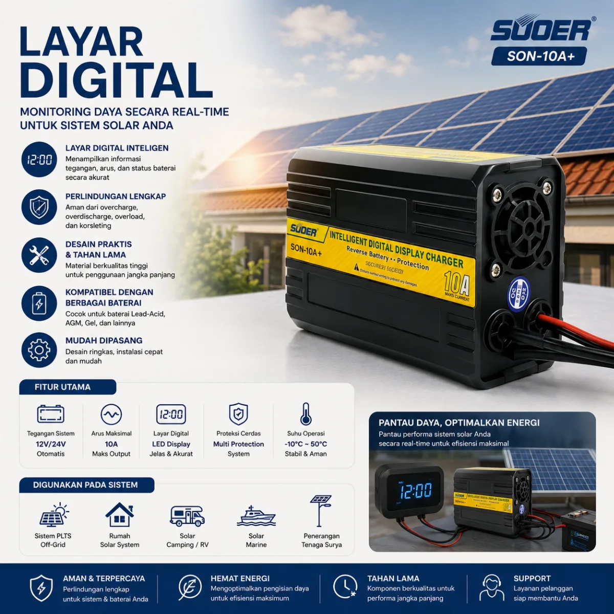SUOER CHARGER AKI 12V SON-10A (BODY PLASTIK)