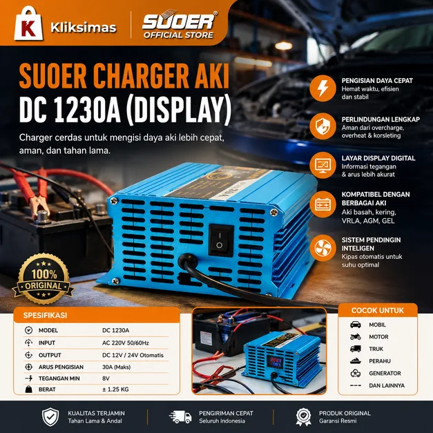 SUOER CHARGER AKI DC 1230A (DISPLAY)