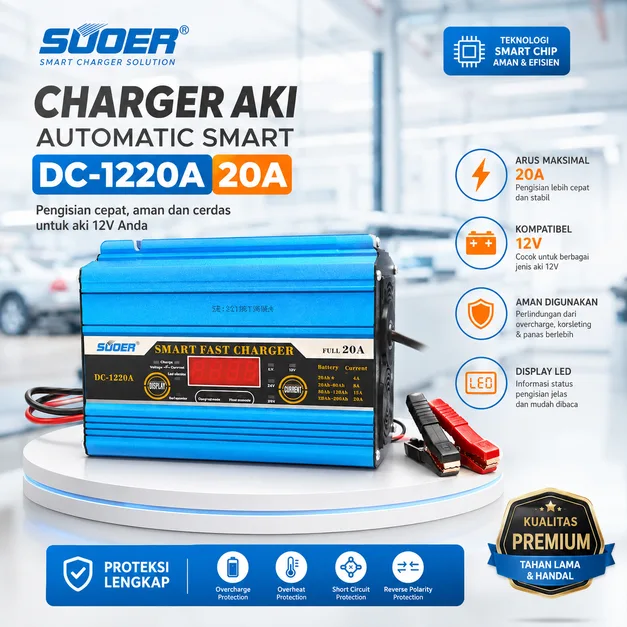 Charger Aki Automatic suoer smart DC-1220 20A Full +Led