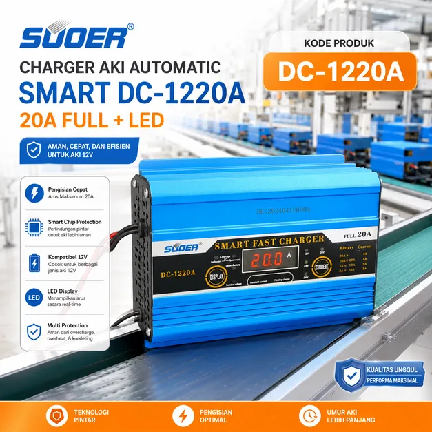 Charger Aki Automatic suoer smart DC-1220 20A Full +Led