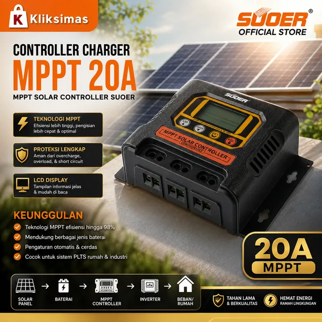 SUOER Controller Charger MPPT 20A 12V/24V