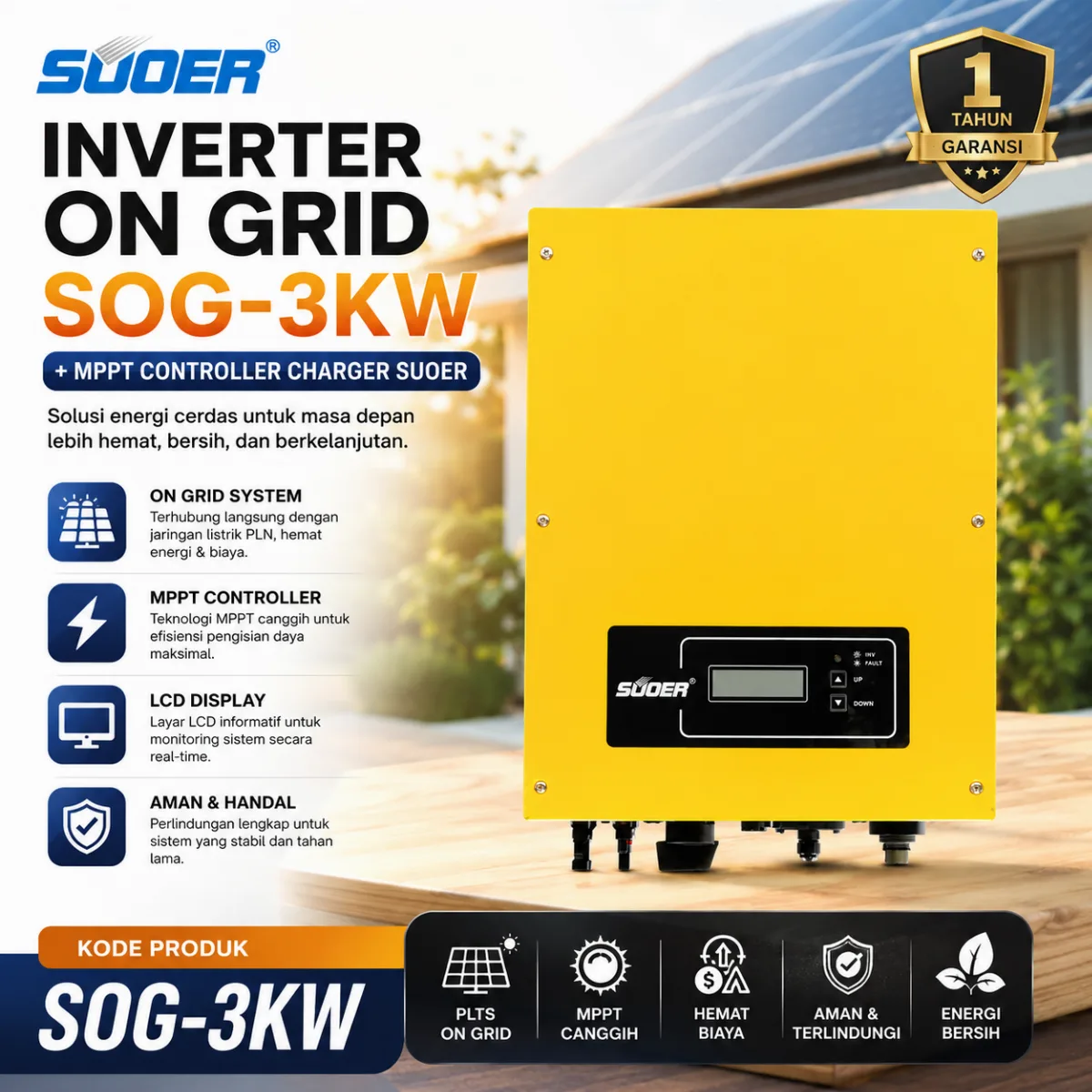 INVERTER ON GRID SOG-3KW + MPPT CONTROLLER CHARGER SUOER