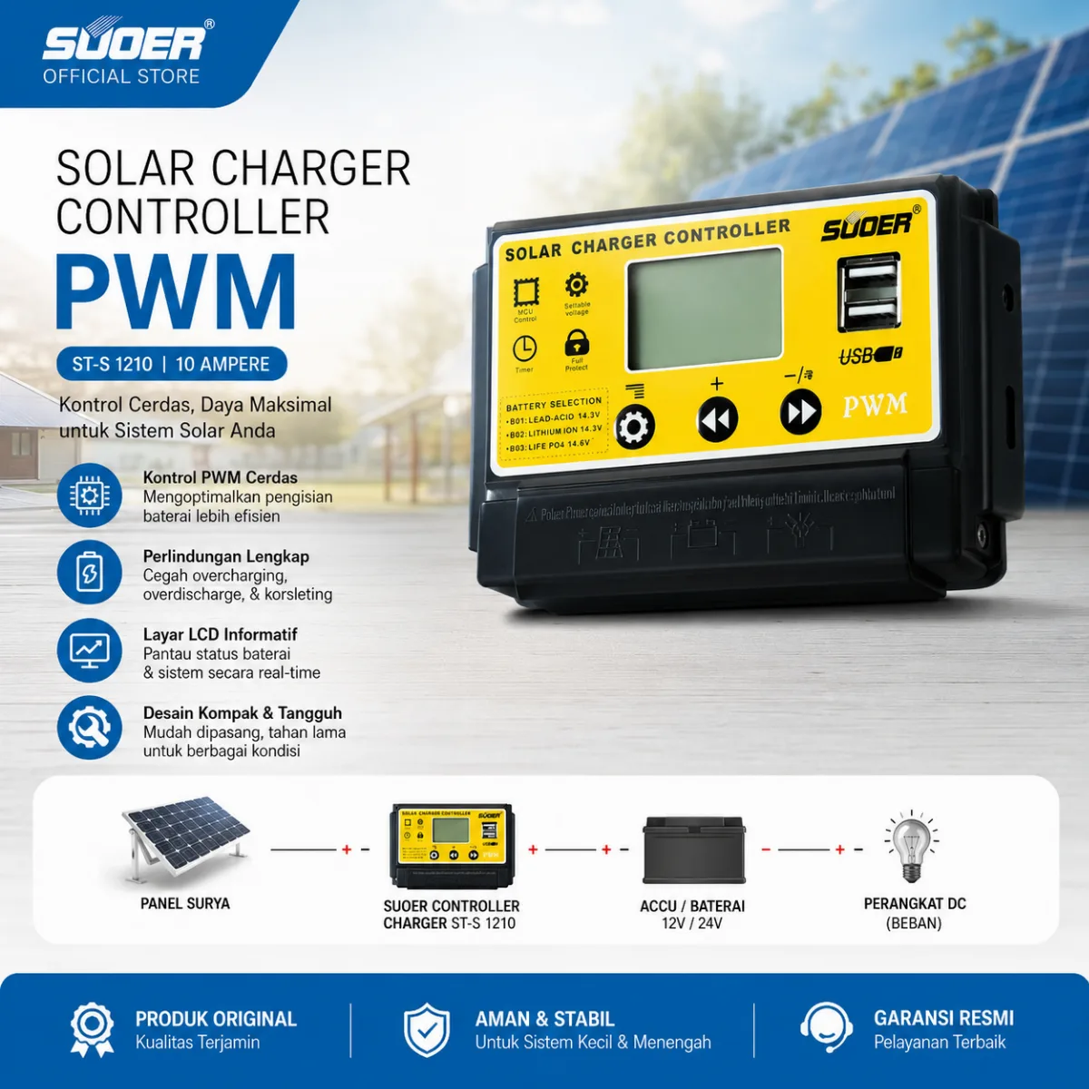 SUOER CONTROLLER CHARGER ST-S 1210 10 AMPERE