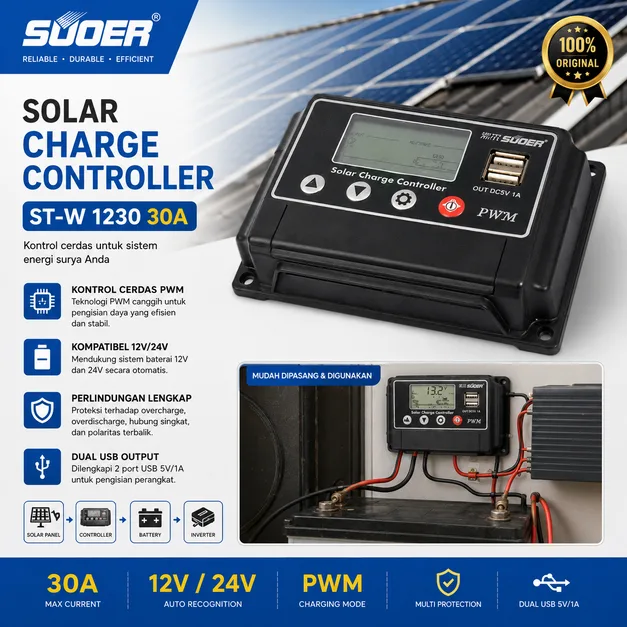 SUOER CONTROLLER CHARGER ST-W 1230 30A
