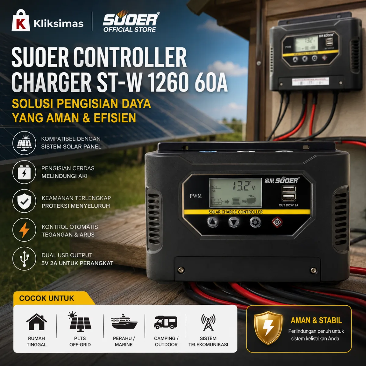 SUOER Controller Charger ST-W 1260 60A