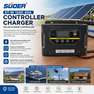 SUOER Solar Charge Controller ST-W 1240 40A PWM LCD 12V/24V