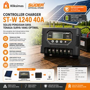 SUOER Solar Charge Controller ST-W 1240 40A PWM LCD 12V/24V