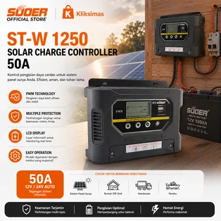 SUOER Controller Charger ST-W 1250 50A PWM Solar Charge Controller