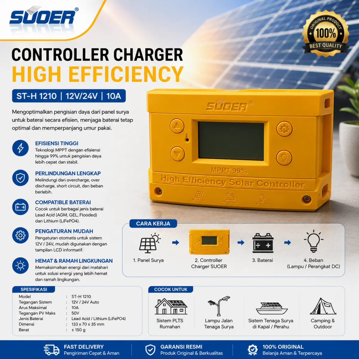 SUOER CONTROLLER CHARGER ST-H 1210 10 AMPERE