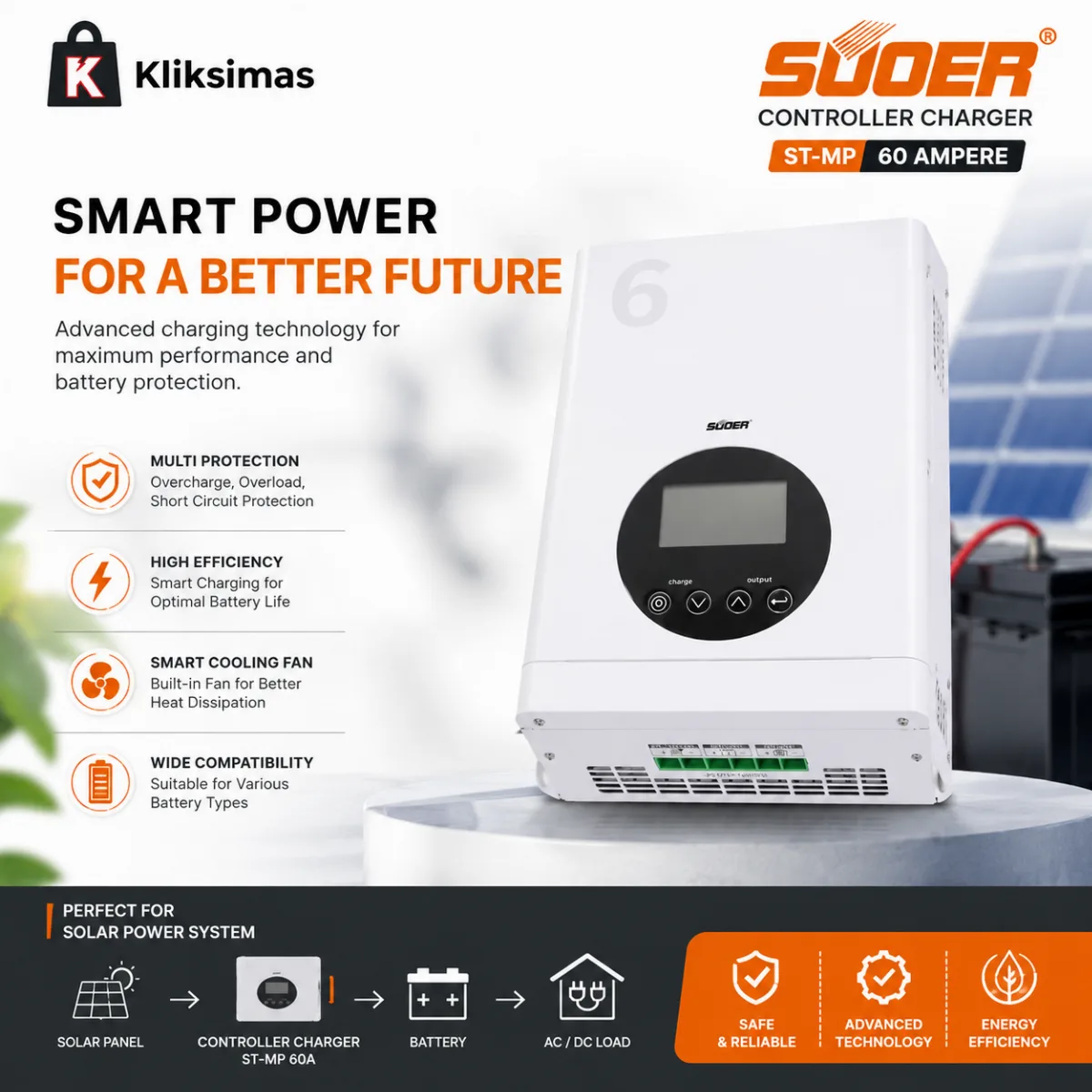 SUOER CONTROLLER CHARGER ST-MP 60 AMPERE