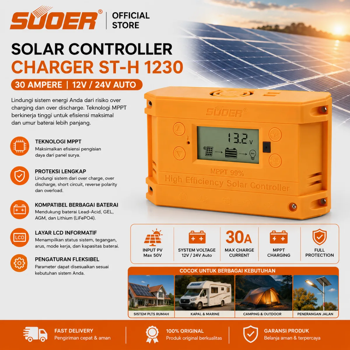 SUOER CONTROLLER CHARGER ST-H 1230 30 AMPERE