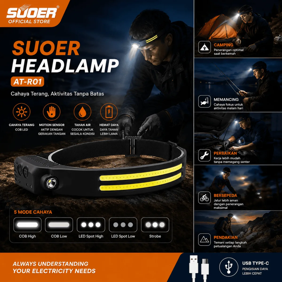 AutoSat Extraordinary Headlamp AT-R Series (Strip Lamp)