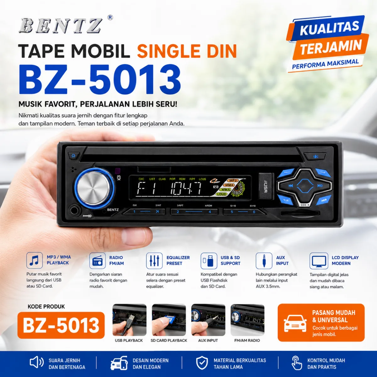 BENTZ BZ-5013 TAPE MOBIL SINGLE DIN