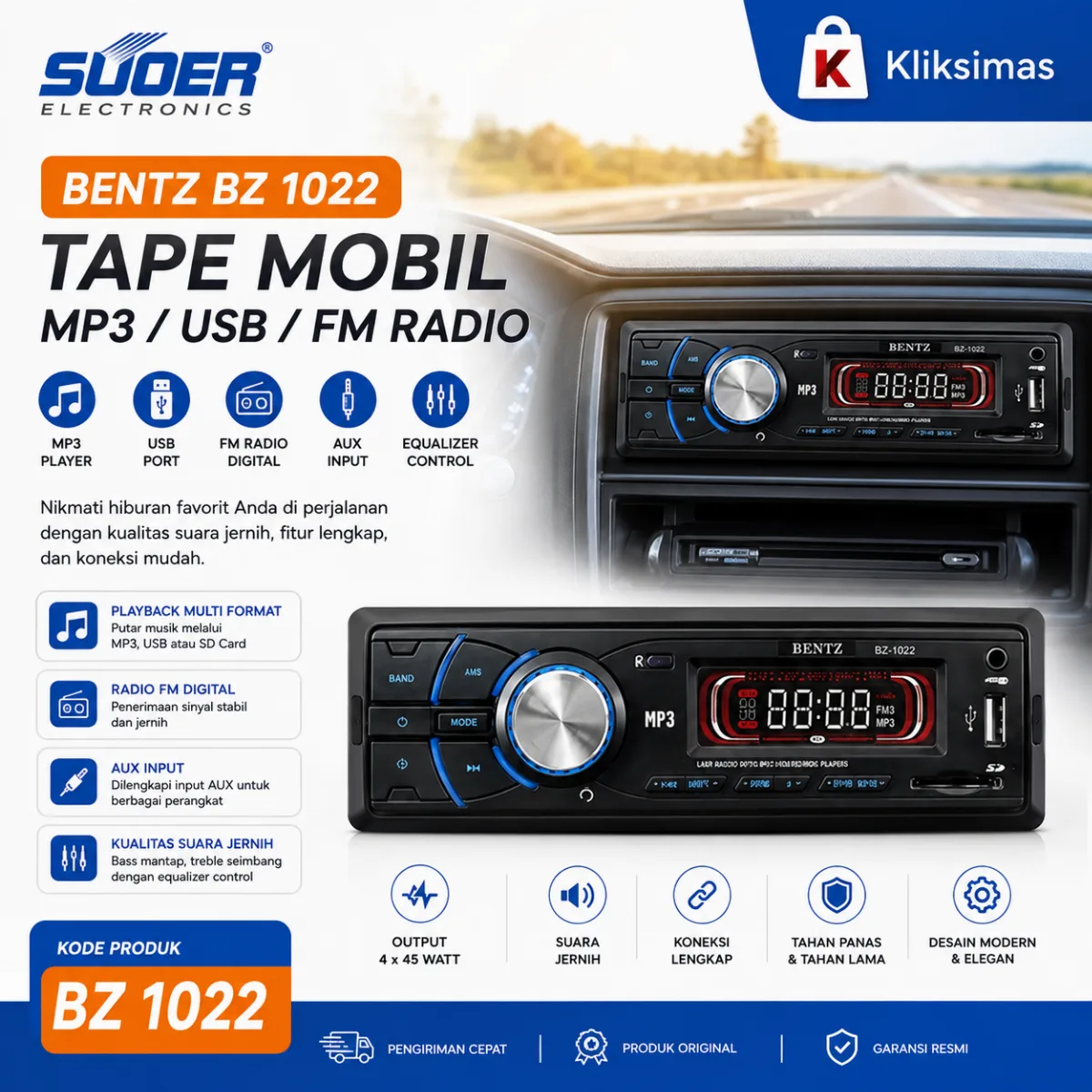 TAPE MOBIL MP3 / USB / FM RADIO BENTZ