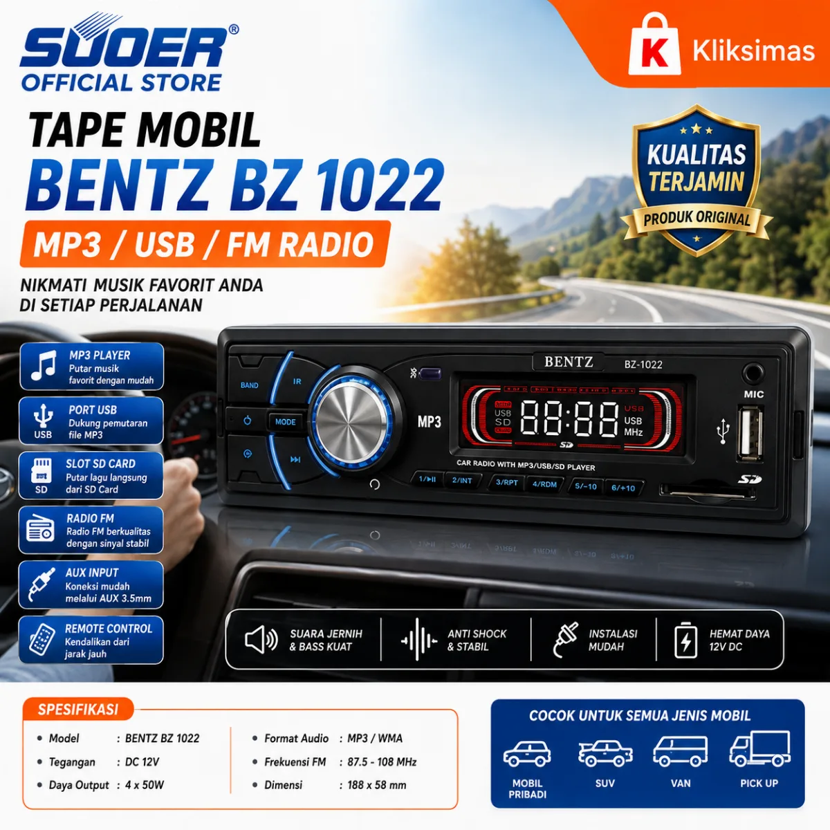 TAPE MOBIL MP3 / USB / FM RADIO BENTZ