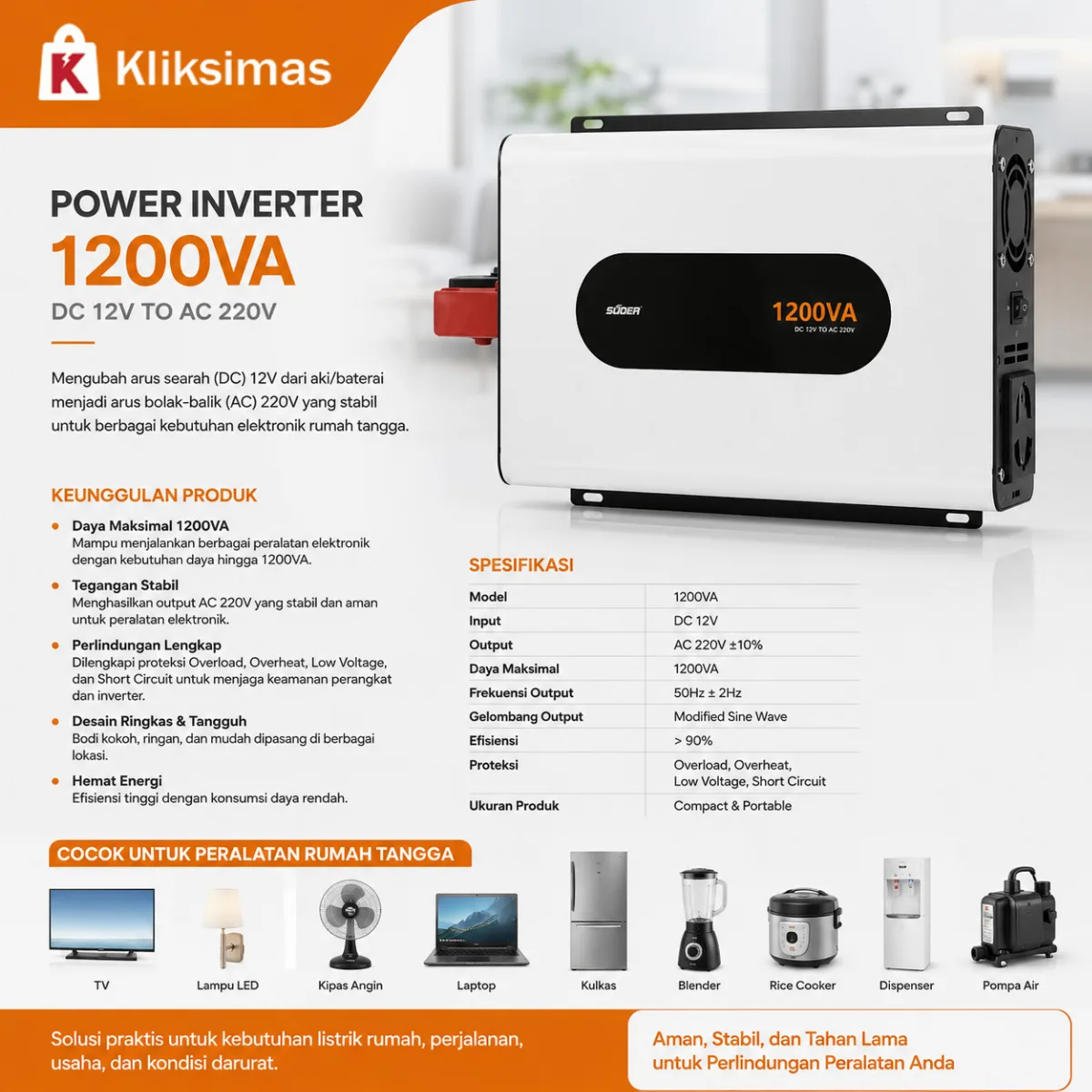 SUOER INVERTER GTI-D 12000 WATT 12 VOLT (ON GRID)