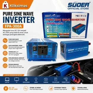 SUOER INVERTER FPA 300W 12 VOLT PURE SINE WAVE