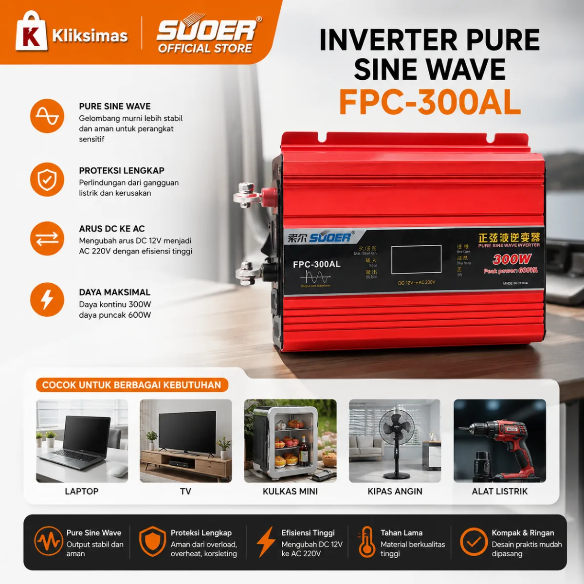INVERTER SUOER FPC-300 PURE SINE WAVE