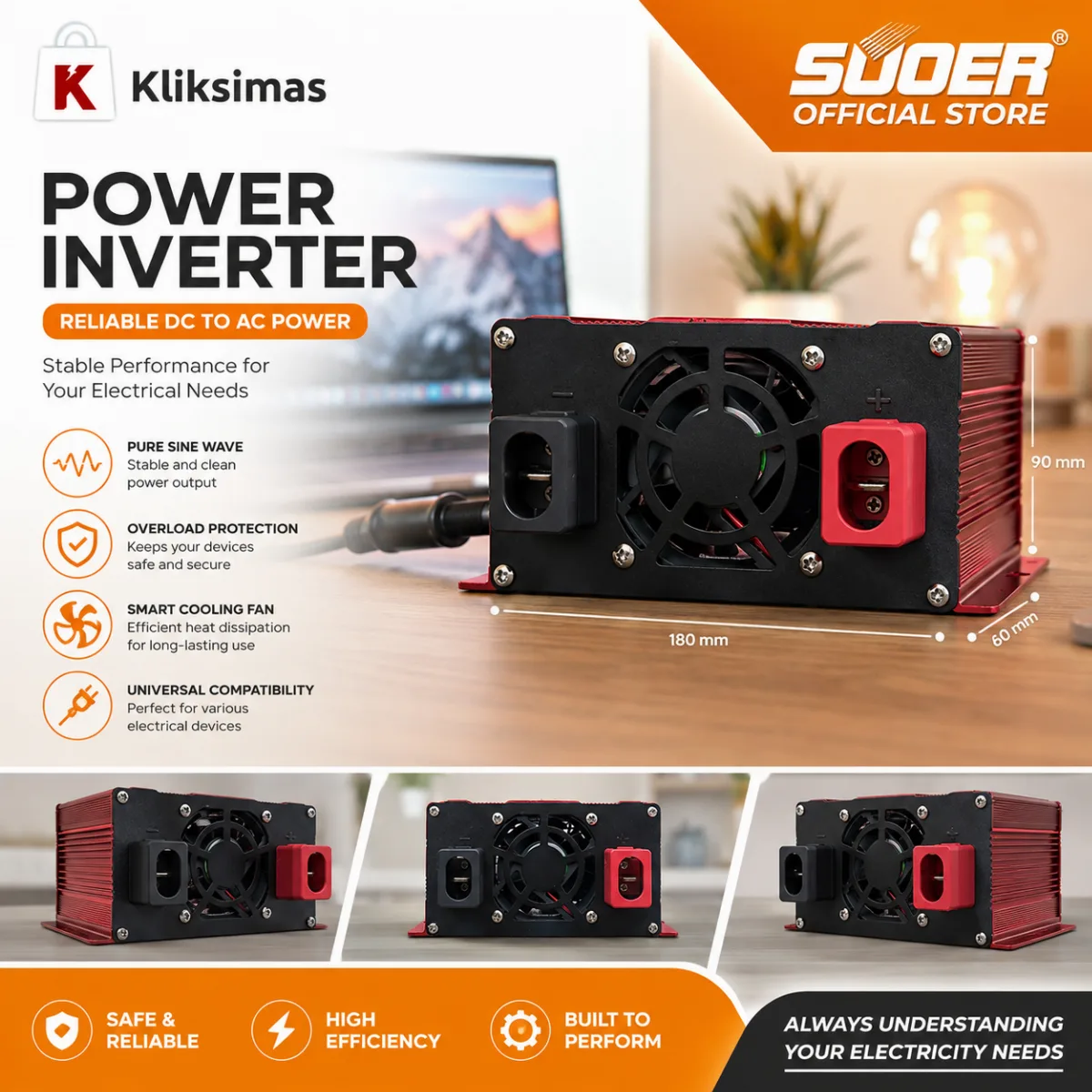SUOER INVERTER FPC 1000 WATT PURE SINE WAVE