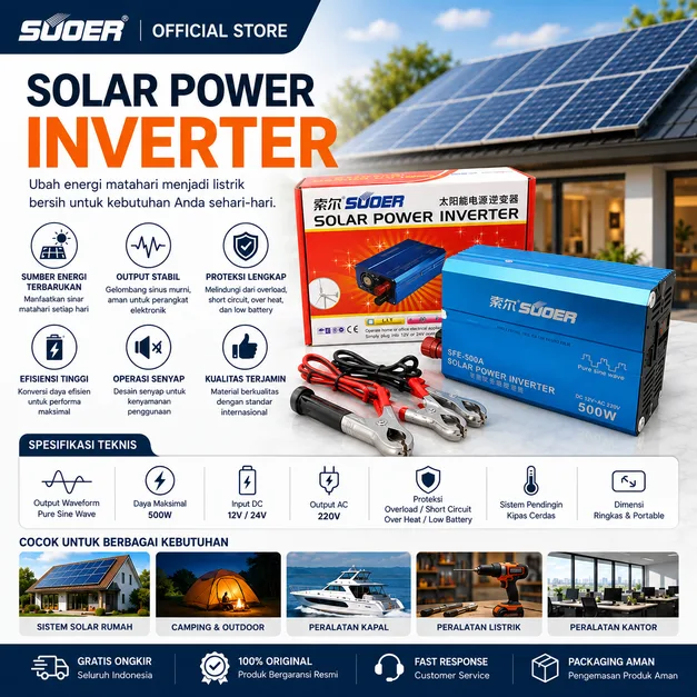  SUOER Power Inverter 500 Watt 12 Volt 500w 12v SFE 500