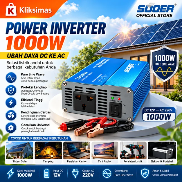  SUOER Power Inverter 500 Watt 12 Volt 500w 12v SFE 500