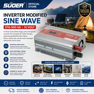 SUOER Inverter STA-500A 12V 400 Watt AC 230V USB 5V 1A