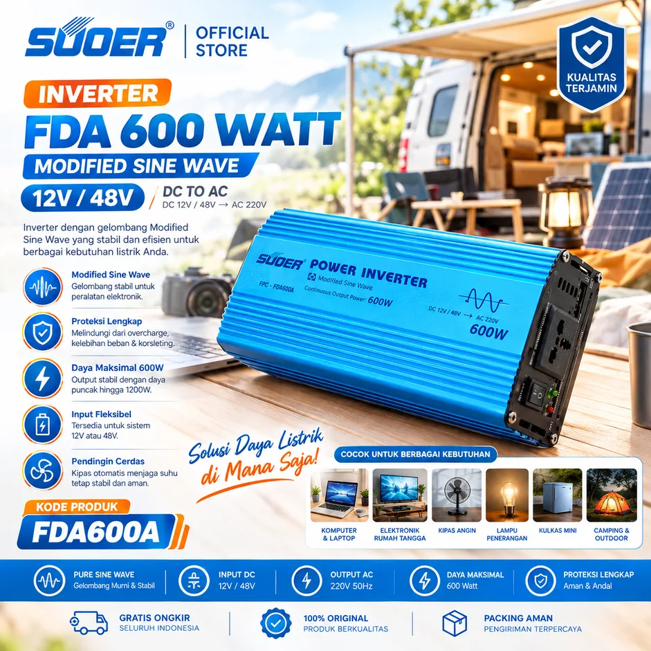 SUOER Inverter FDA 600 Watt Modified Sine Wave DC to AC