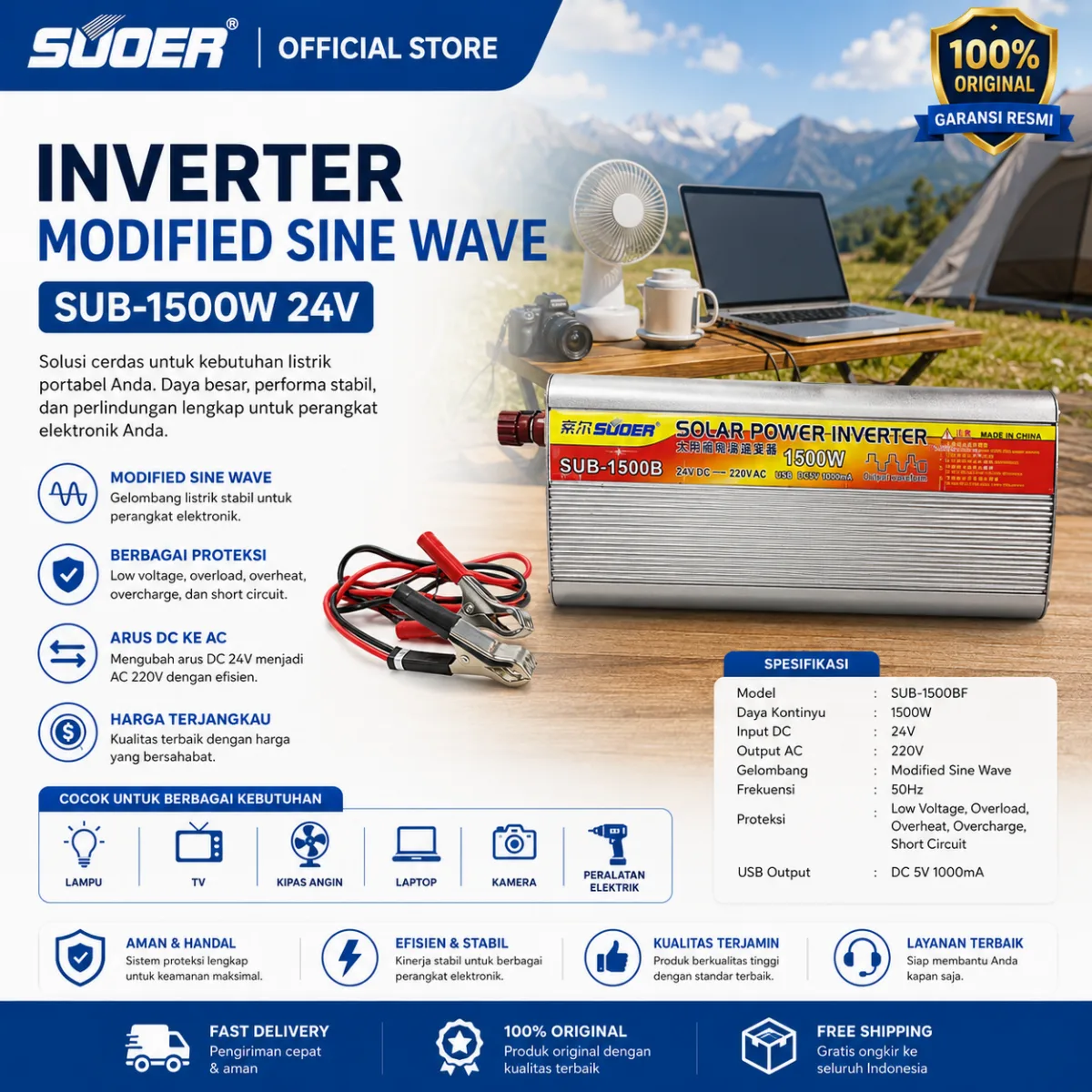 SUOER Inverter SUB-1500BF 24V