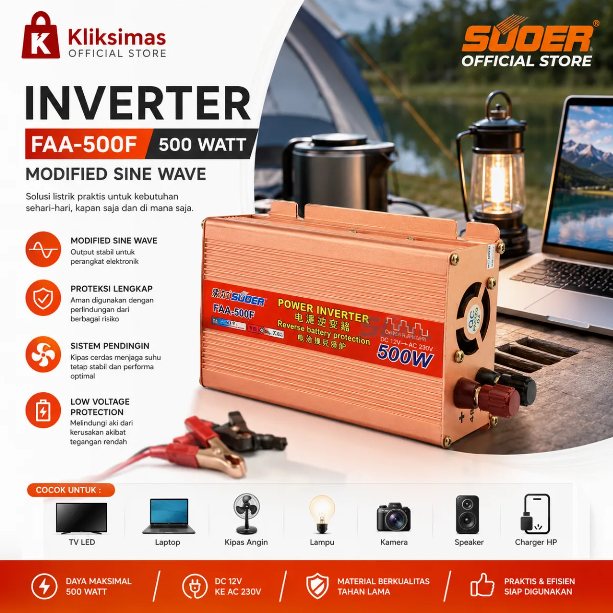 SUOER Inverter FAA 500 Watt Modified Sine Wave