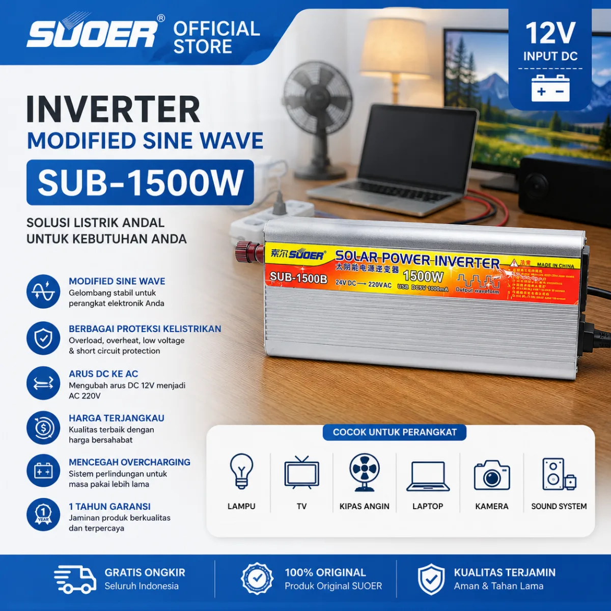 SUOER Inverter SUB-1500A 12V
