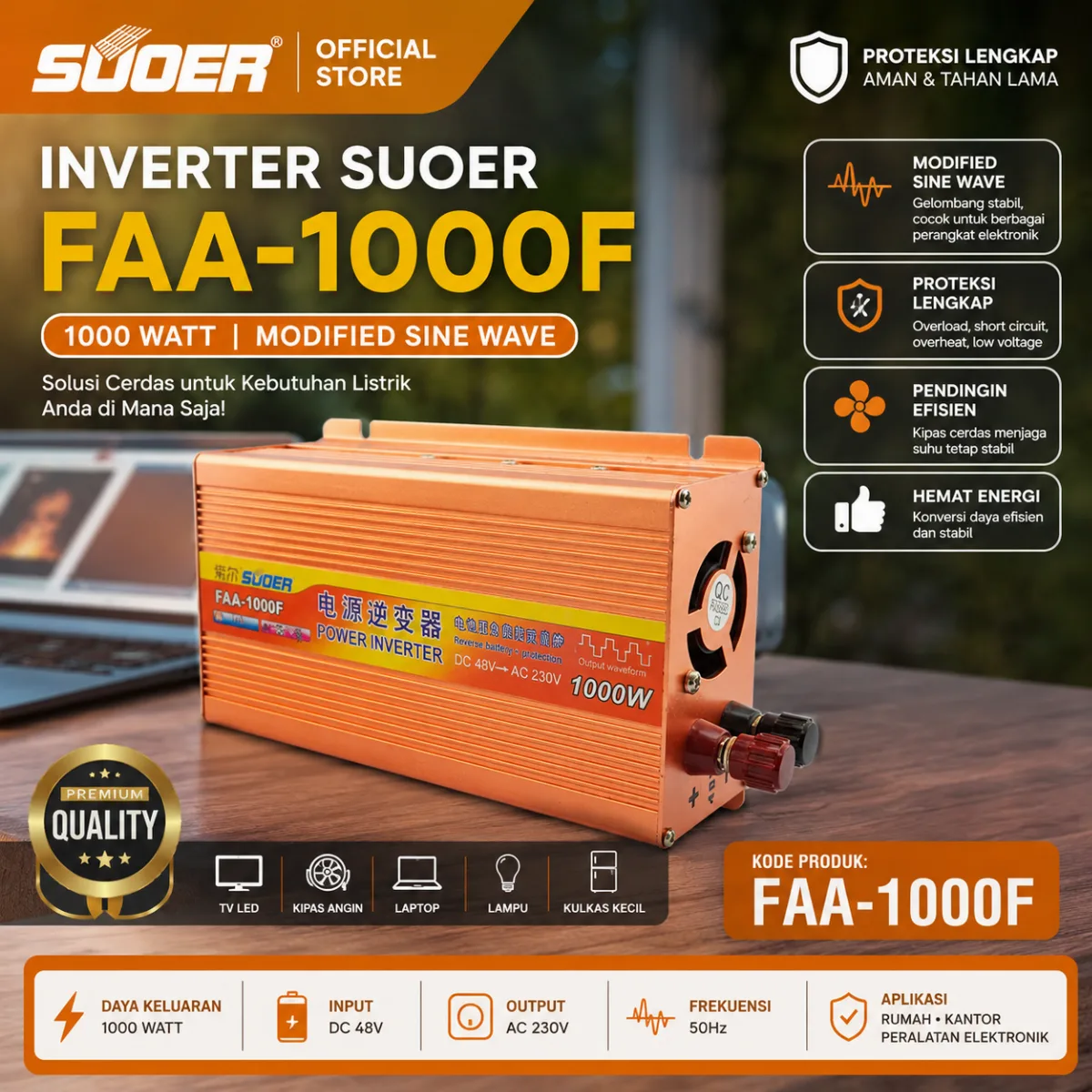 SUOER Inverter FAA 1000 Watt Modified Sine Wave