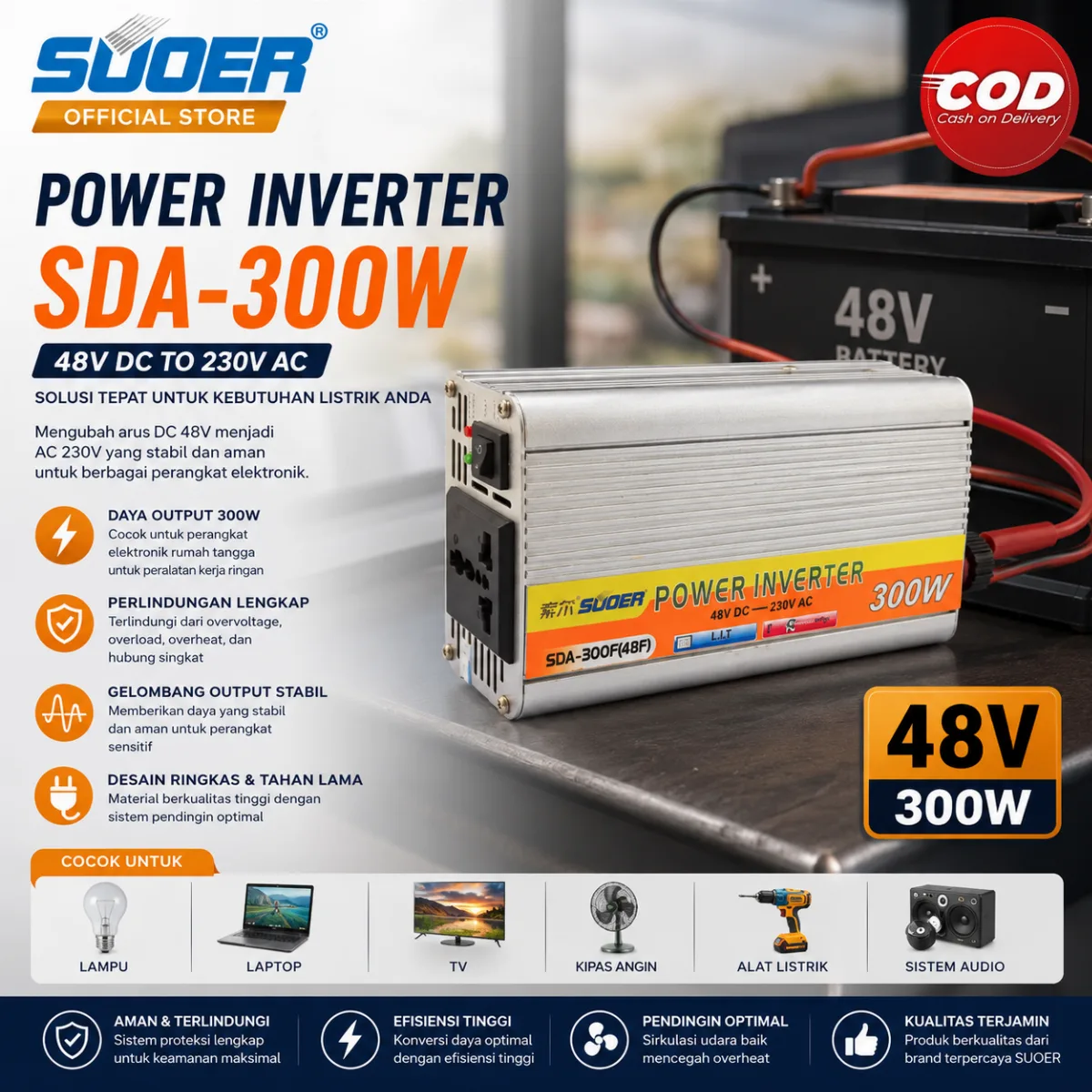 SUOER Inverter SDA 300W/48V