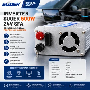 SUOER Inverter SFA-500B 500 Watt 24V to 220V Modified Sine Wave