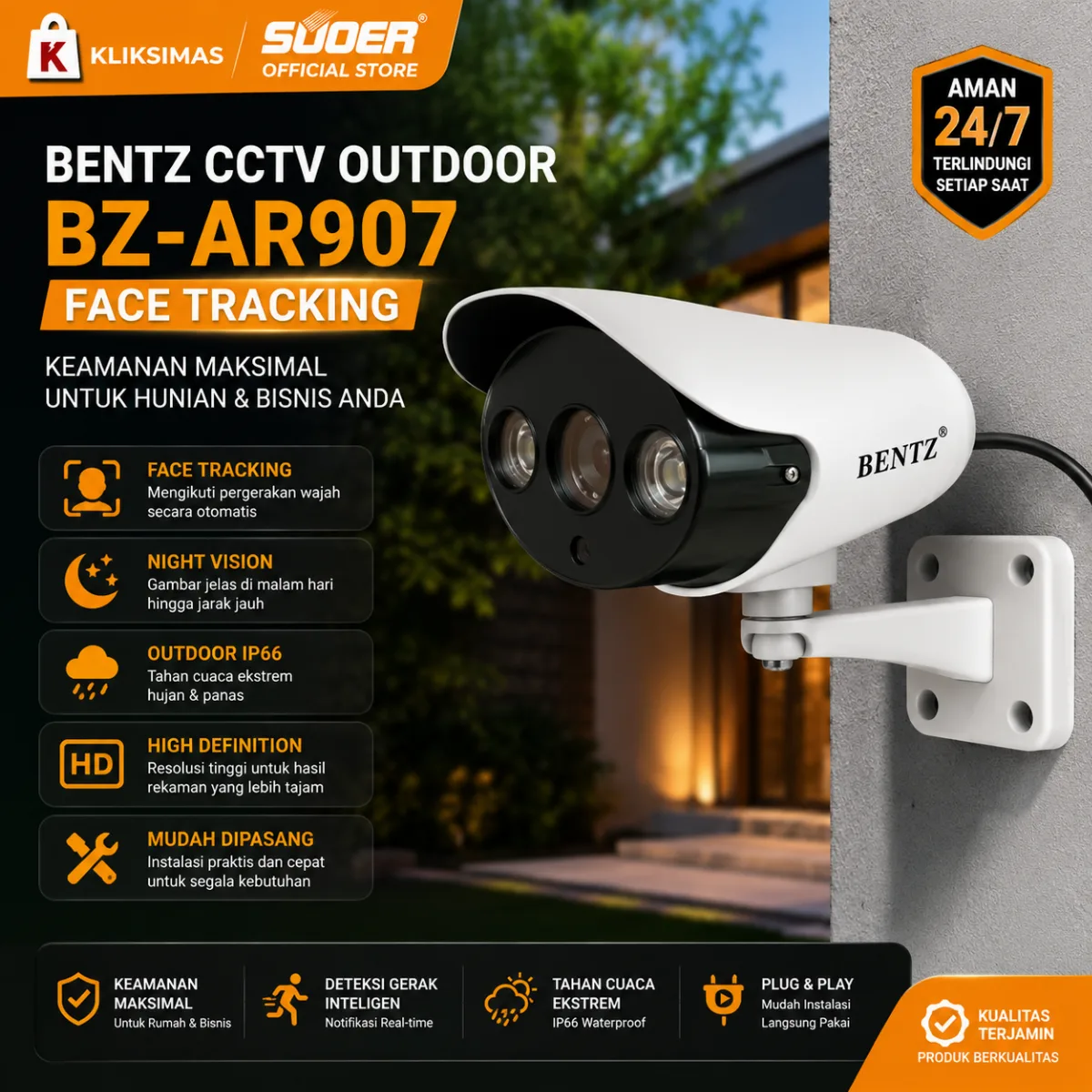 BENTZ CCTV Outdoor BZ-AR907 Face Tracking