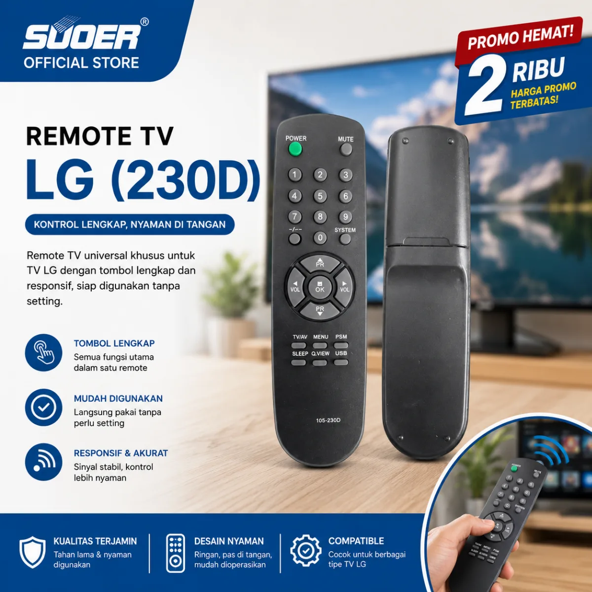 SUOER REMOTE TV UNIVERSAL LG-214E