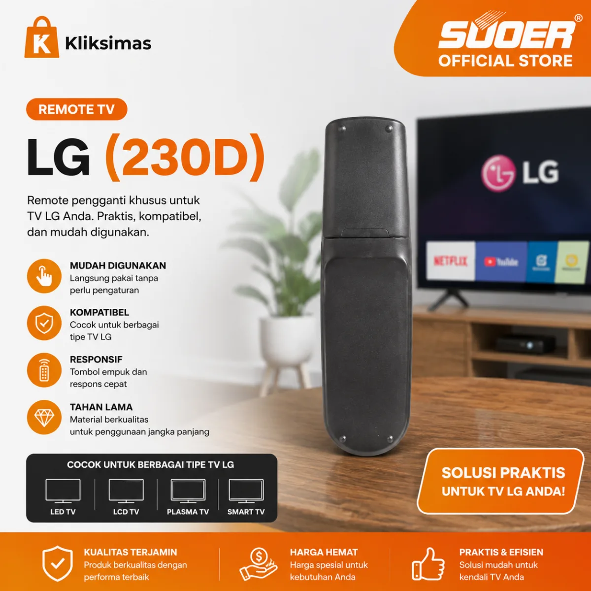 SUOER REMOTE TV UNIVERSAL LG-214E