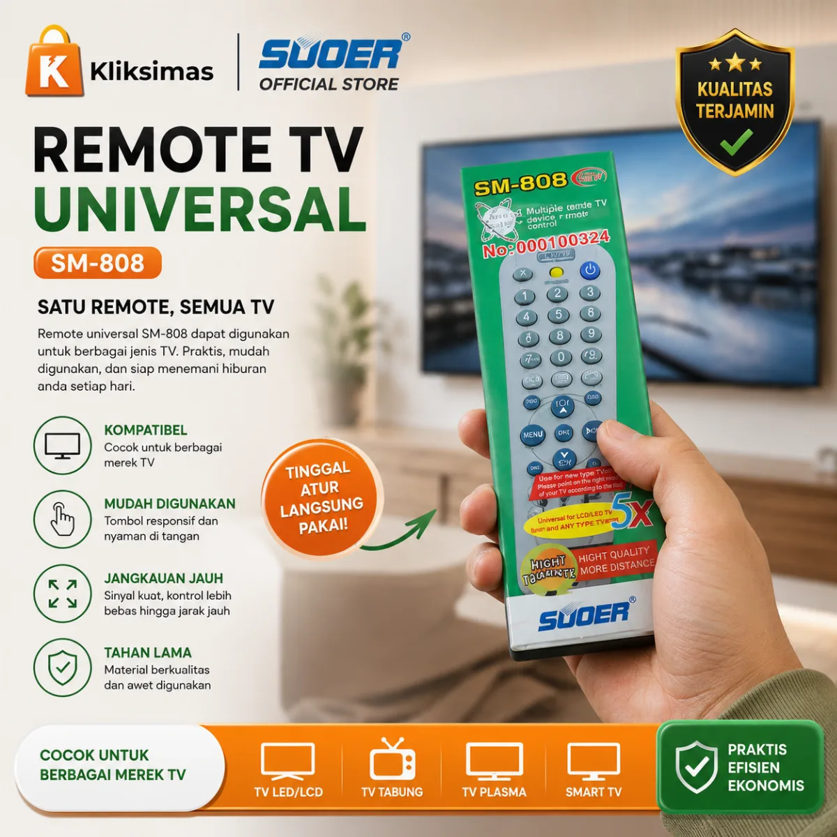 SUOER REMOTE TV UNIVERSAL SM-808