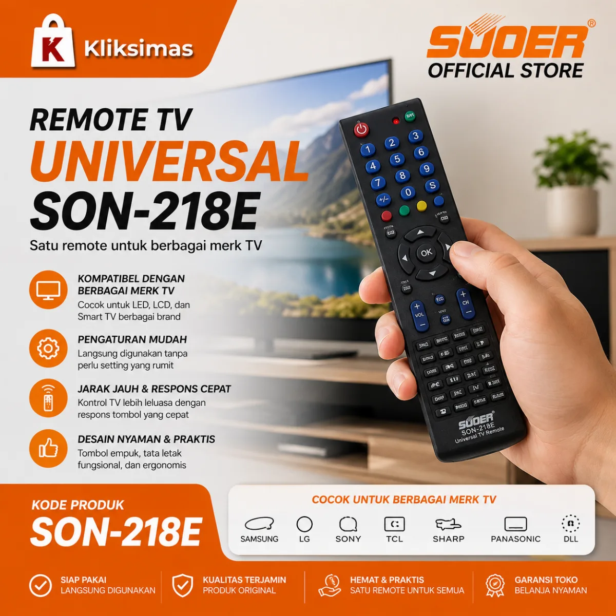 SUOER REMOTE TV UNIVERSAL SON-218E