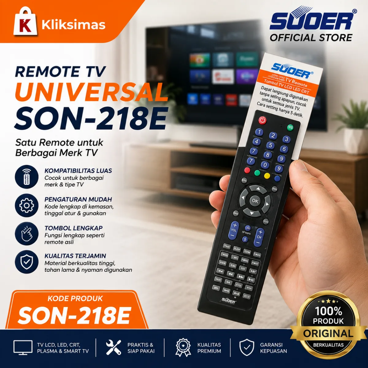 SUOER REMOTE TV UNIVERSAL SON-218E
