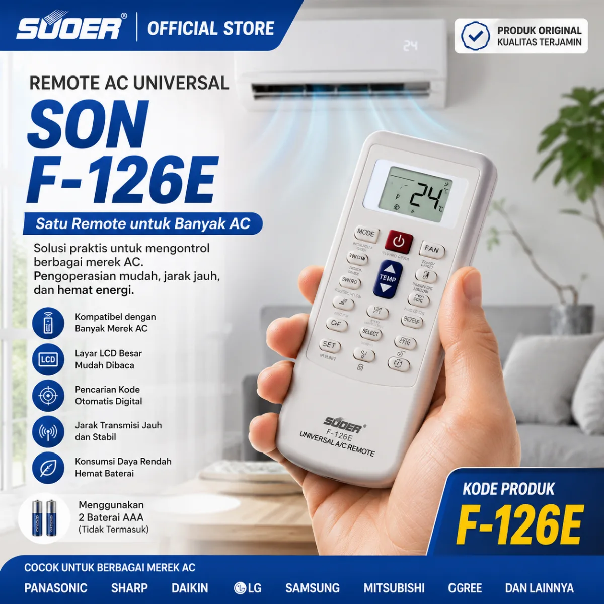 SUOER REMOTE AC UNIVERSAL SON F-126E